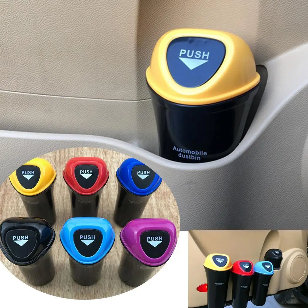 

1pcs Mini Cylinder Car Trash Can Spring Cover Design Auto Trash Can Car Storage Dustbin Organizer Multifunctional Car Styling