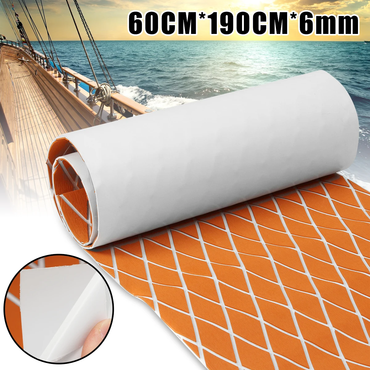 

EVA Foam Teak Sheet Teak Marine Teak Flooring Boat Decking Mat Synthetic Pad for Car Boat Yacht Orange and White 60CMx190CMx6mm