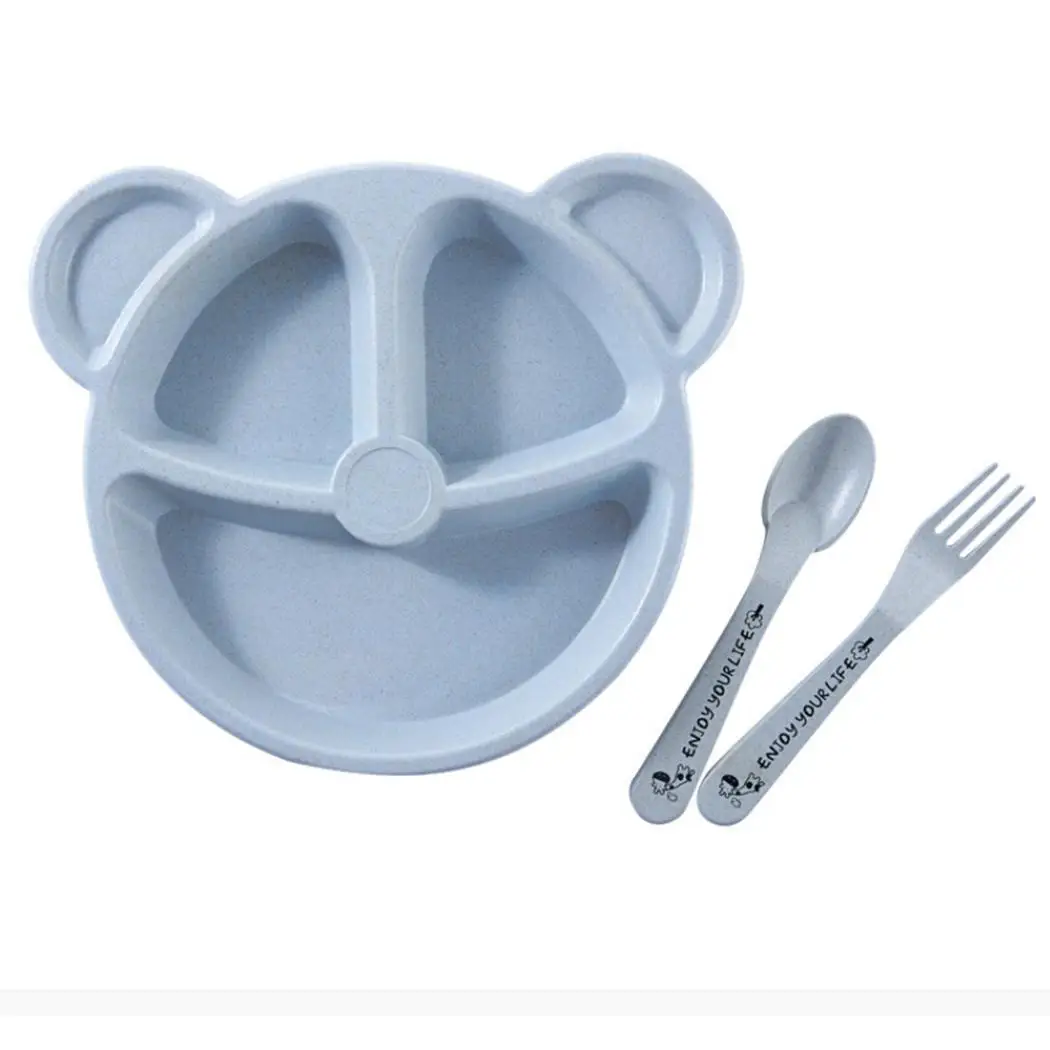 

Pink Cute Blue Toddler Tableware Wheat Modern Children Casual Cartoon Set Divided Plates Kids Unisex Straw Beige