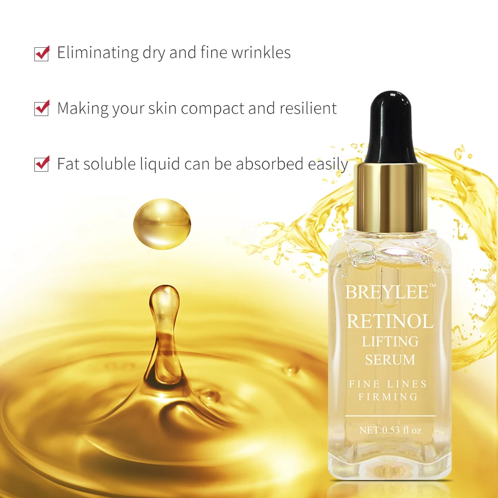 Breylee Retinol Firming Serum Lifting Facial Collagen Essence Anti Remove Wrinkle Anti Aging Face Skin Care Fade Fine Lines 3pcs