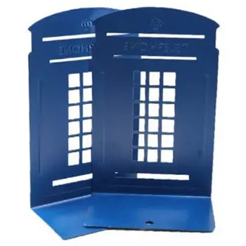 

1 Pair London Telephone Booth Design Anti-Skid Bookends Book Shelf Holder Stationery(Dark Blue)