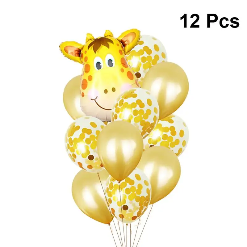 

12pcs Cute Animal Head Aluminium Foil Balloon Set Decorative Cartoon Balloons Party Supplies For Kids(Deer)