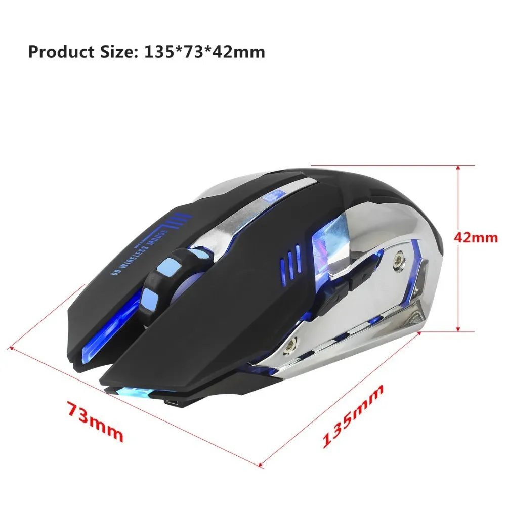 Wireless Mouse 2.4G Rechargeable Mouse 2400 DPI With USB Receiver Gaming Computer Mice 7 colors breathing light For Notebook PC