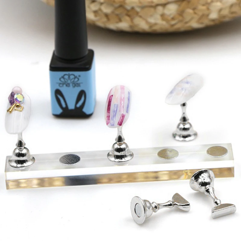 

New Magnetic Acrylic Manicure Tools Nail Practice Stand Base Display Holder Nail Art Showing Shelf Manicure Tool Display Stand