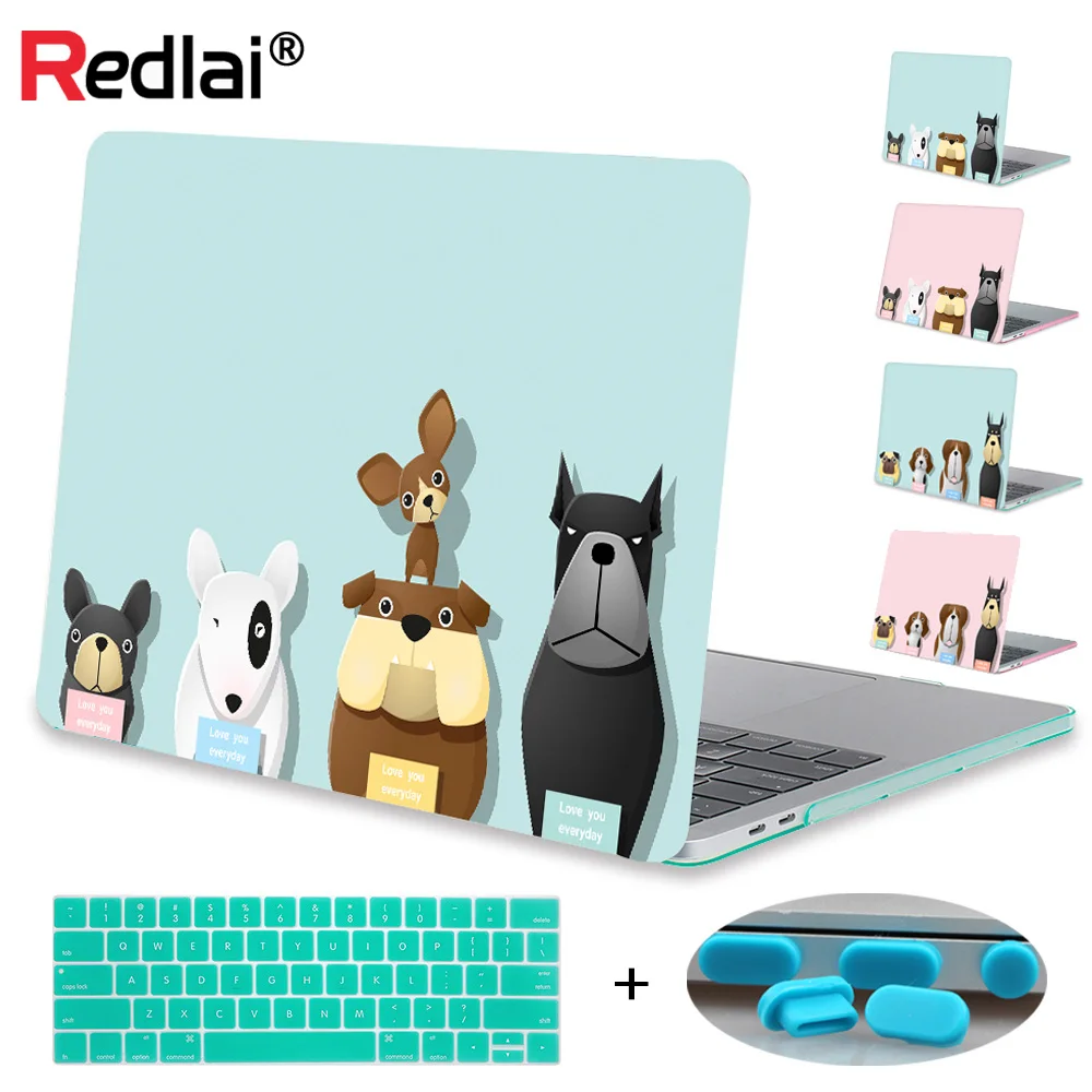 

Redlai Case For Macbook Pro 13 15 Touchbar A1706 A1707 Pro Retina 13.3 12 15.4 Air 13 11 Cartoon Dog Print Hard Case Cover Shell
