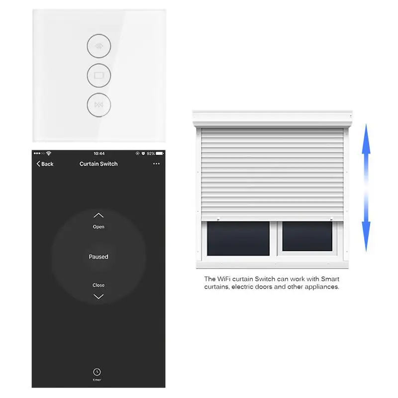 

WIFI Smart Touch Curtain Switch Voice Control by Alexa and Motor Google Phone Control for Mechanical Limit Blinds New EU/UK Plug