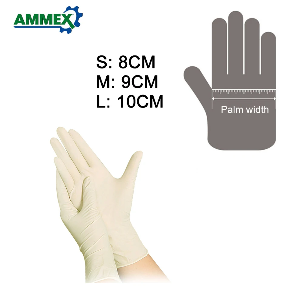 AMMEX одноразовые латексные перчатки утолщенные Резиновые Перчатки Многофункциональные домашние пищевые медицинские перчатки 100 шт./упак