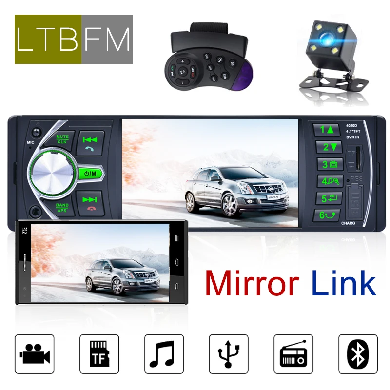 

LTBFM 4.1" 1 Din Radio Car Stereo Bluetooth Car Audio Player MP5 Multimedia Autoradio FM Video Auto Audio Steering Wheel Control