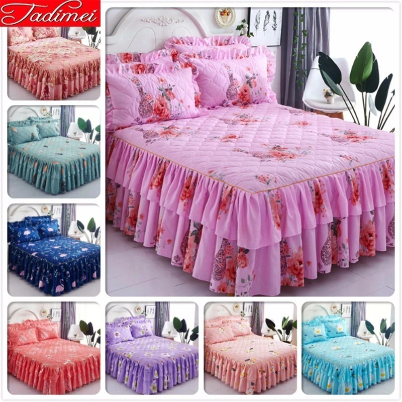 Girl Princess Kids Adult Soft Cotton Thick Quilted Bed Skirt Single Full Twin Queen Size Bedspread Sheet Cover 1 2m 1 5m 1 8m 2m Bed Skirt Aliexpress