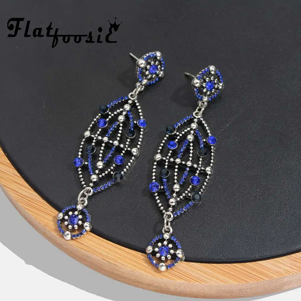 Flatfoosie Fashion Crystal Dangle Earrings For Women Boho Round Geometric Shiny Long Statement Drop Party Gifts Jewelry | Украшения и