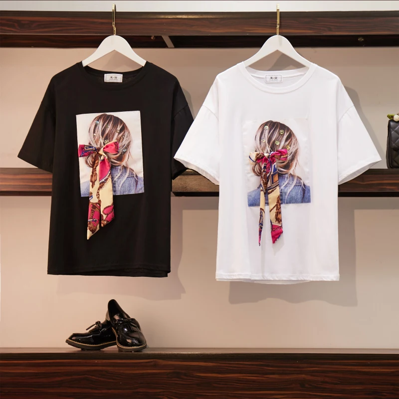 

Banulin 2019 Fashion Cool Print Female T-shirt White Cotton Women Tshirts Summer Casual Harajuku T Shirt Femme Top Plus Size