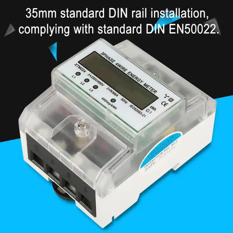 A 10 40 Beennex Digital LCD 3-Phase 4 Wire DIN-Rail Electric Meter Electronic KWh Meter