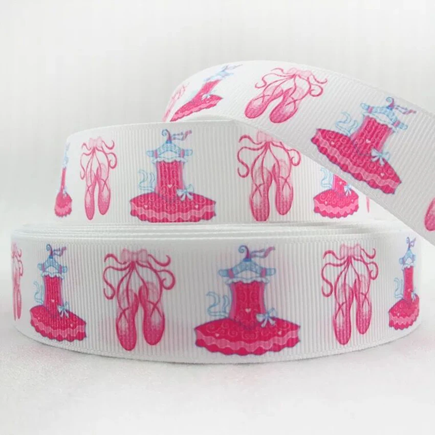 

50yards 7/8" 1" 1.5" 22mm 25mm 38mm Ballet shoes printed grosgrain ribbon for party gift decoration diy crafts supply