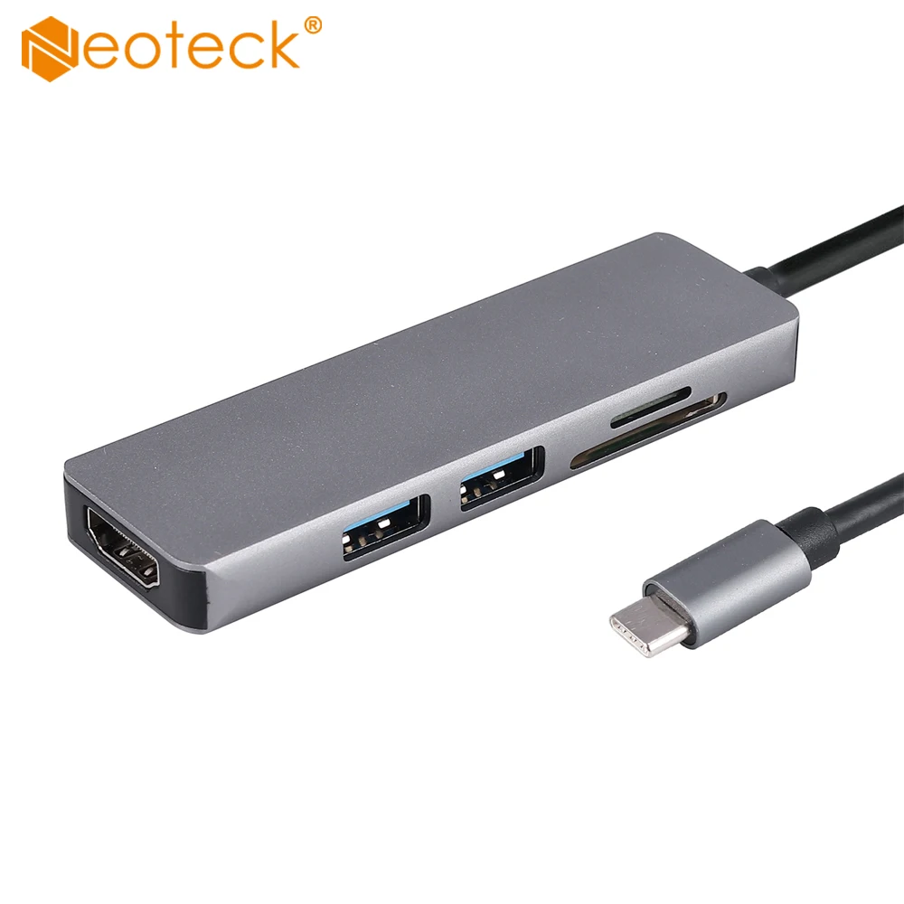 

Neoteck Aluminium 5 in1 USB-C Hub Type-C Multiports USB 3.0 SD TF Card Reader Adapter 4K HDMI 5 in 1 USB-C Type C Hub Expander