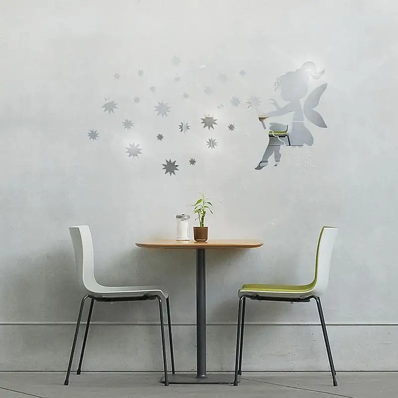 

Fairy Princess Mirror Wall Sticker Acrylic 3D Green Wall Sticker Bedroom Living Room Decoration