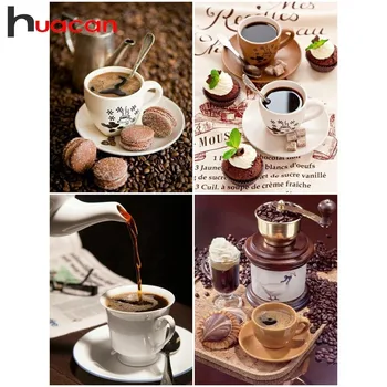 

Huacan Diamond Embroidery Coffee Cup Picture By Rhinestones Diamond Painting Full Square Cartoon Rhinestone Mosaic Wall Decor