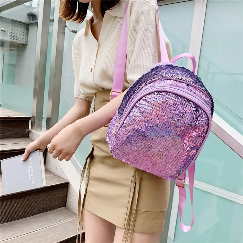 Блестящий женский рюкзак с блестками большая вместительность Mochila Feminina 2019 из