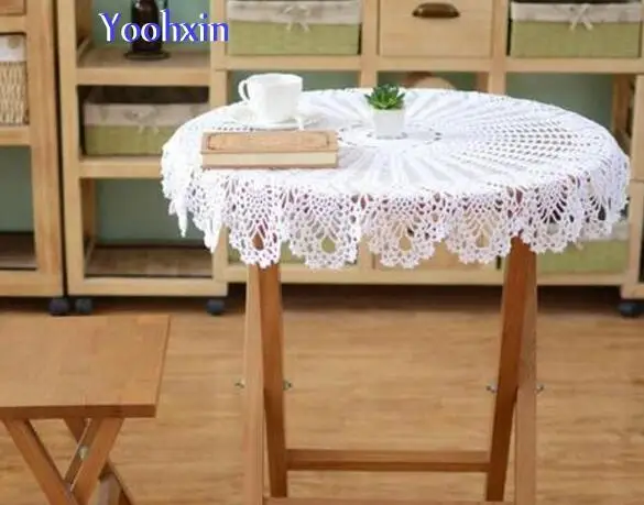 

New Handmade Crochet White Table Cloth Cover Lace Cotton Round Tea Coffee Kitchen Tablecloth Home Banquet Outdoor Wedding Decor