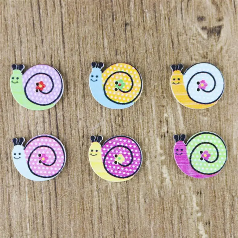 

Cartoon colored snail button handmade buckle diy accessories painted animal button 50 / bag