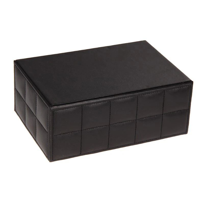 Pu Leather Storage Boxes Luxury For Remote Control Phone Cosmetic Make Up Container Office  Home Car Organizer Black