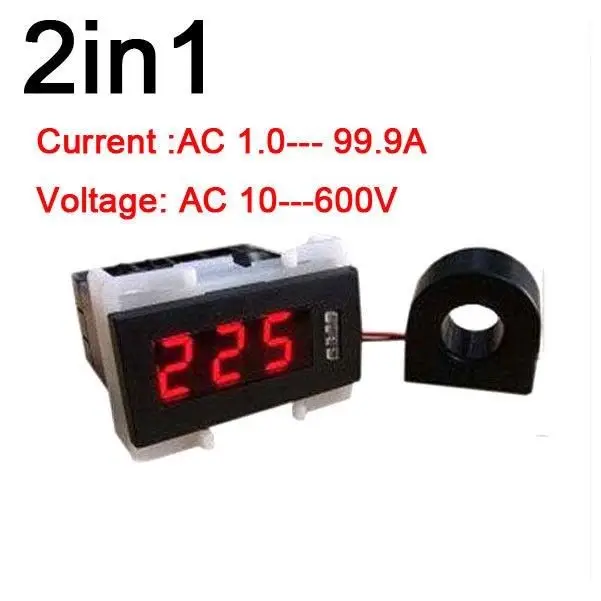 

2in1 AC Combo Meter AC 10-600V 100A Voltmeter Ammeter LED Indicator Digital Voltage Current test 110V 220V AC + Transformer CT