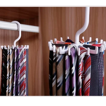 

360 Degree Rotating Tie Rack Tie Hanger Holds 20 Hook Clost Clothing Accessory Hanging Necktie Belt Organizer 2019