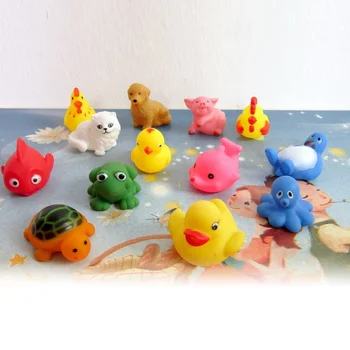 

13pcs/set Mixed Animals Baby Bathing Toy Colorful Soft Rubber Float Squeeze Sound Squeaky Toys YJS Dropship
