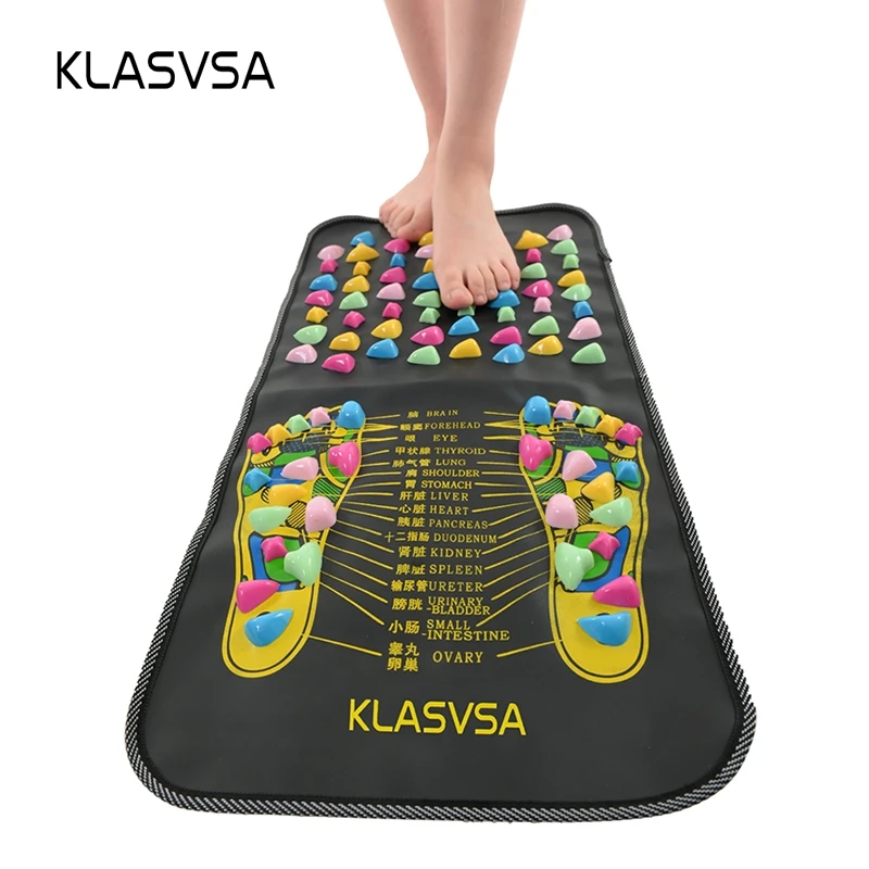 KLASVSA الصينية التفكير المشي ستون الألم تخفيف مُدلك لرجل القدم حصيرة الرعاية الصحية العلاج بالابر