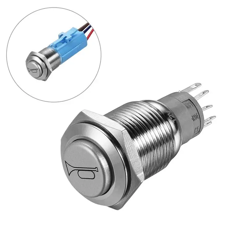 

1PC 12V 16mm LED Reset Switch Button Lighting On / Off Switch Horn Switch Metal Momentary Push Button DIY Switch For Boat Car