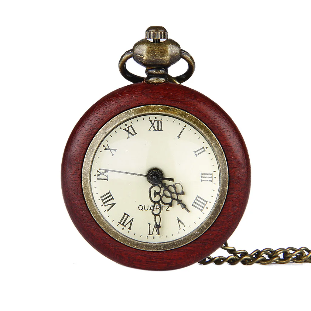 

New Korean version of the retro small convex circle Roman scale red box pocket watch personality
