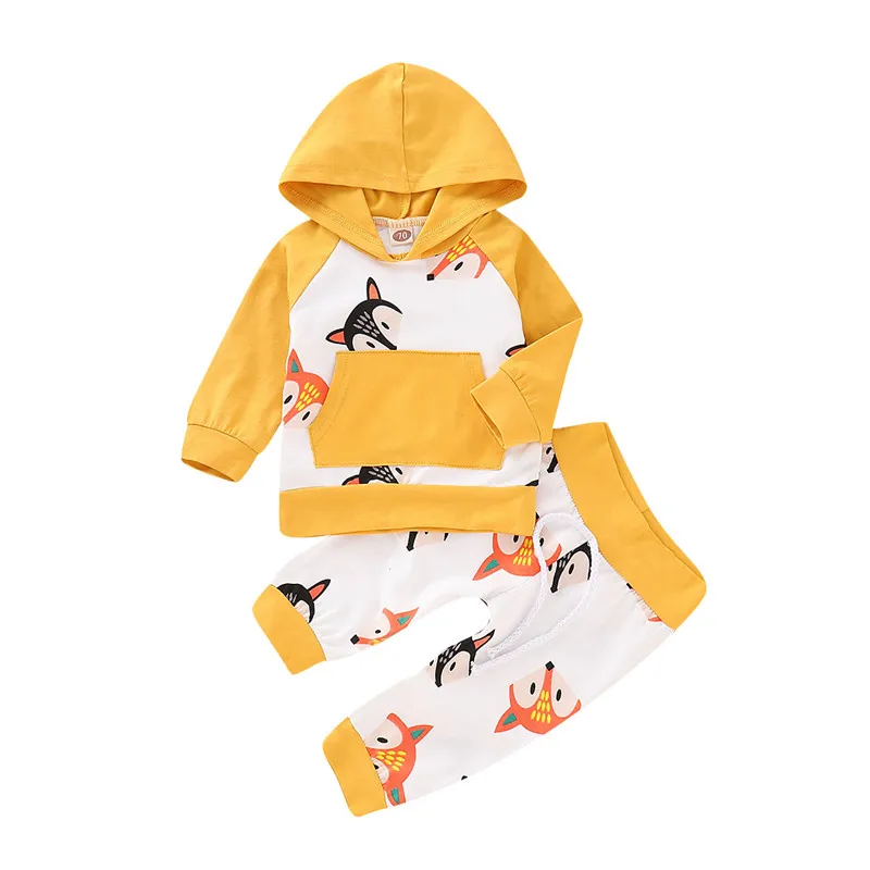 Wisefin Yellow Baby Girl Clothes Cute Newborn Outfit For Girl Long Sleeve Fox Animal Print Infant Clothing Set Fall Hoodie+Pants Wisefin Yellow Baby Girl Clothes Cute Newborn Outfit For Girl Long Sleeve Fox Animal Print Infant Clothing Set Fall Hoodie+Pants