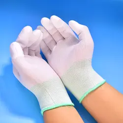 1 пара антистатические перчатки Антистатический ESD электронные рабочие Прихватки для мангала pu покрытием ладонью палец PC