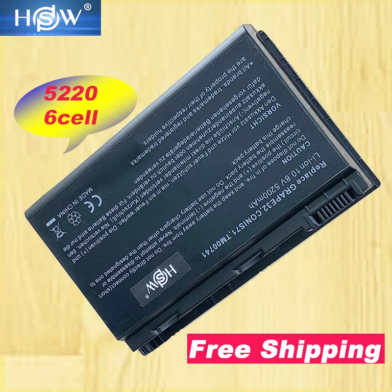 Аккумулятор HSW 5200 мА · ч для ноутбука ACER Extensa 5210 5220 5230 5420 5610 5620 5630 7220 7620 TravelMate 5320 5520