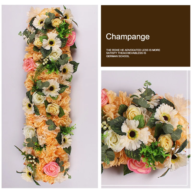1m Road Cited Artificial Flowers Row Wedding Decor Rose Peony Flower