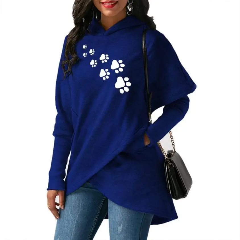 

Hoodies For Women Dog Paw Letters Print Tops Sweatshirt Femmes Kawaii Hoodies Women Casual Female Loose 2018 And Sweatshirts