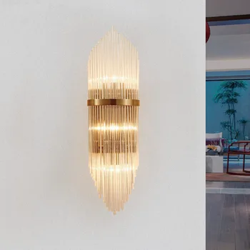 Creative Golden Luxury Indoor Living Room Crystal Wall Lamp Bedside Lamp Led Post Modern Classic Hotel Aisle Corridor Light getop modern crystal led wall lamp fixture bedside sitting room stairs corridor lustre bracket lamp contracted free shipping