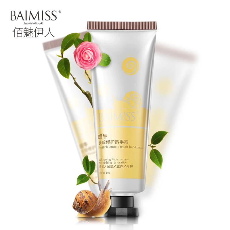 

BAIMISS Snail Serum Repair Hand Cream Nourishing Hand Care Anti Chapping Anti Aging Moisturizing Whitening Cream 1 Bottle
