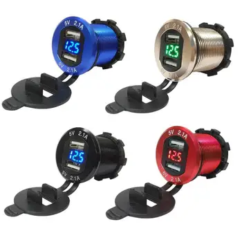 

12V/24V 4.2A Dual USB Motorcycle Car Charger Waterproof Cigarette Lighter Socket Plug Charger Car USB Charger with Voltmeter
