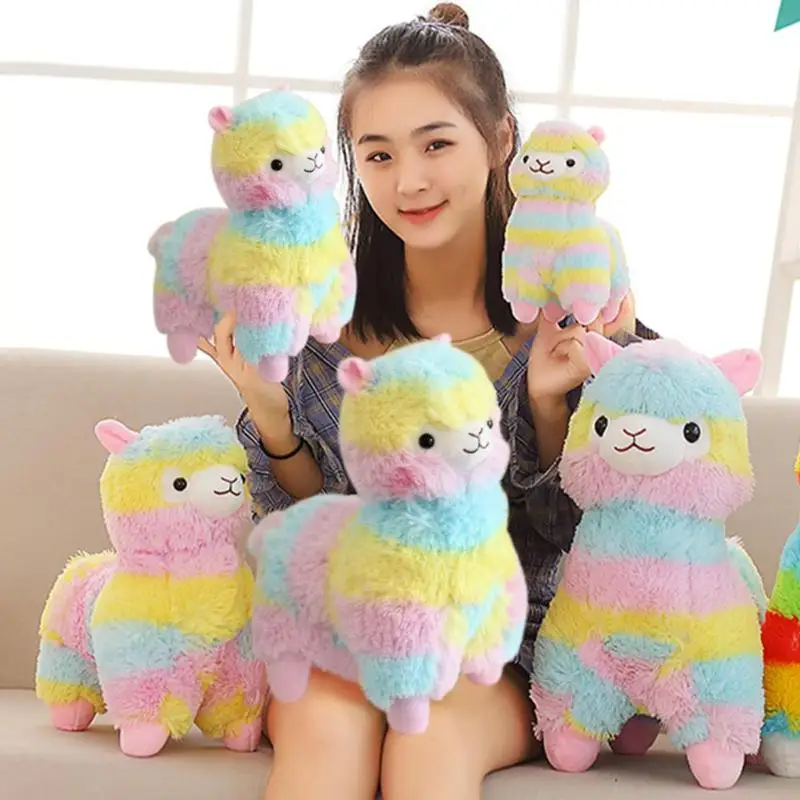

Plush Toy Cotton Stripes Rainbow Soft Cotton Kid Baby Soft Stuffed Stripes Colorful Alpaca Plush Toy Sheep Stuffed Doll Pendant