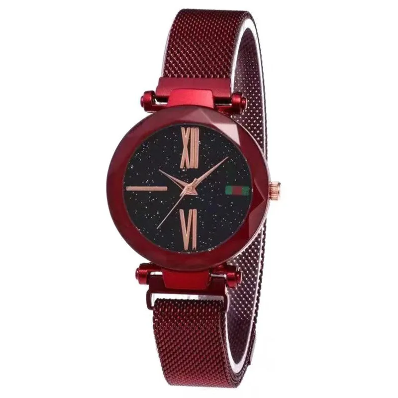 Новые модные женские часы с магнитной стальной сеткой с декоративными звездными повседневными часами розовые, золотые, женские