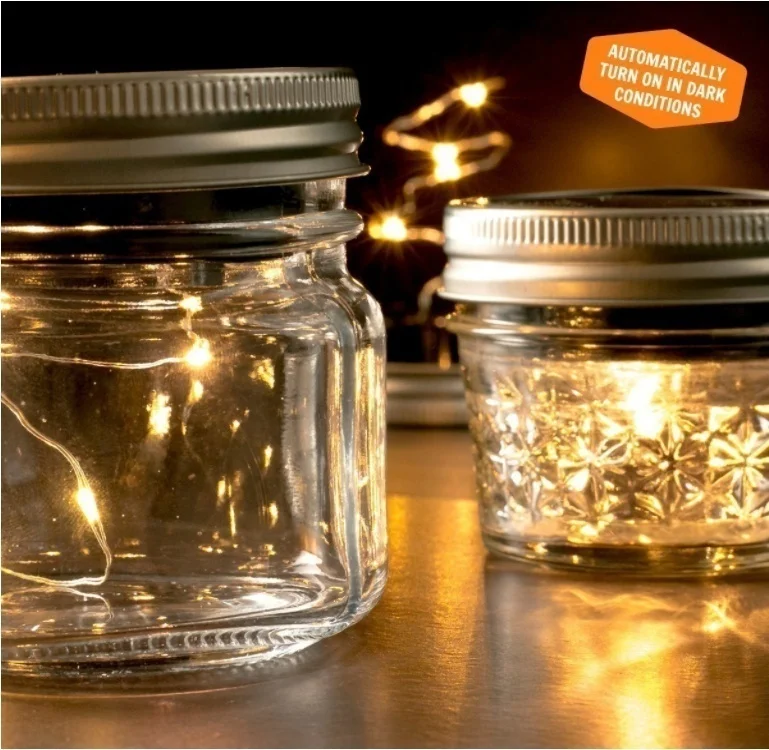 6 упак. солнечной энергии заряда Mason Jar крышка вставка светодио дный свет вверх