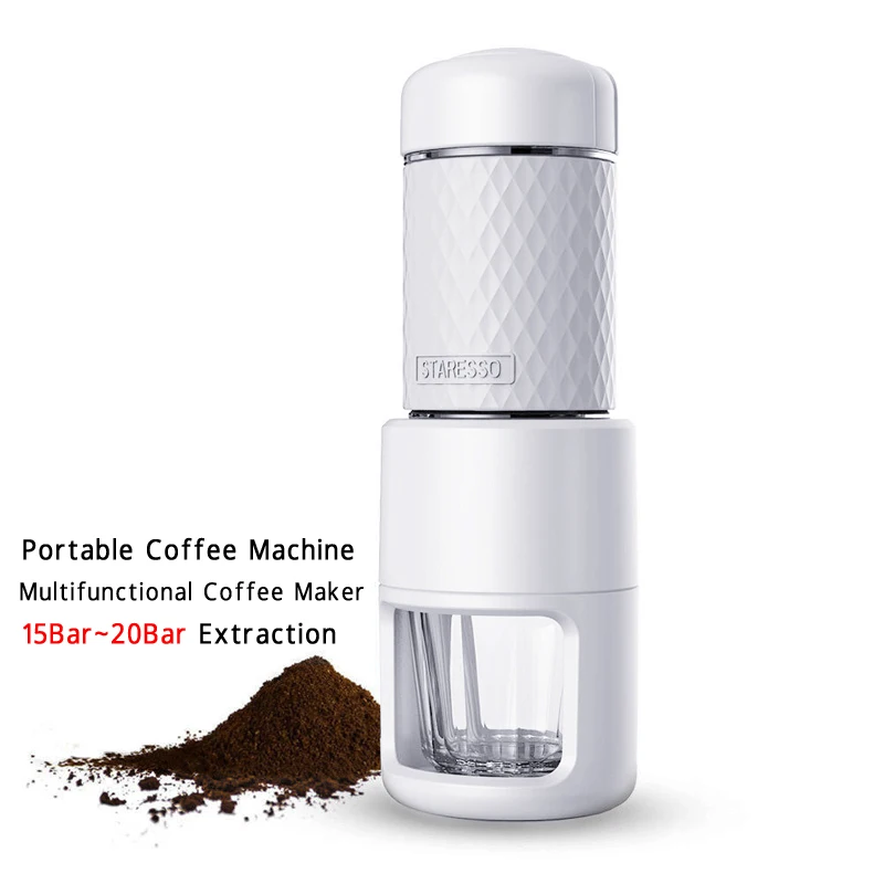 

Hand Pressure Manual Espresso Machine Outdoor Travel Italian Coffee Machine White Portable Coffee Maker 15-20Bar NEW STARESSO 2