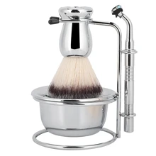 4 шт./компл. Для мужчин бороды бритвенный набор Нержавеющая сталь чаша стенд усы кисть для бритья инструмент