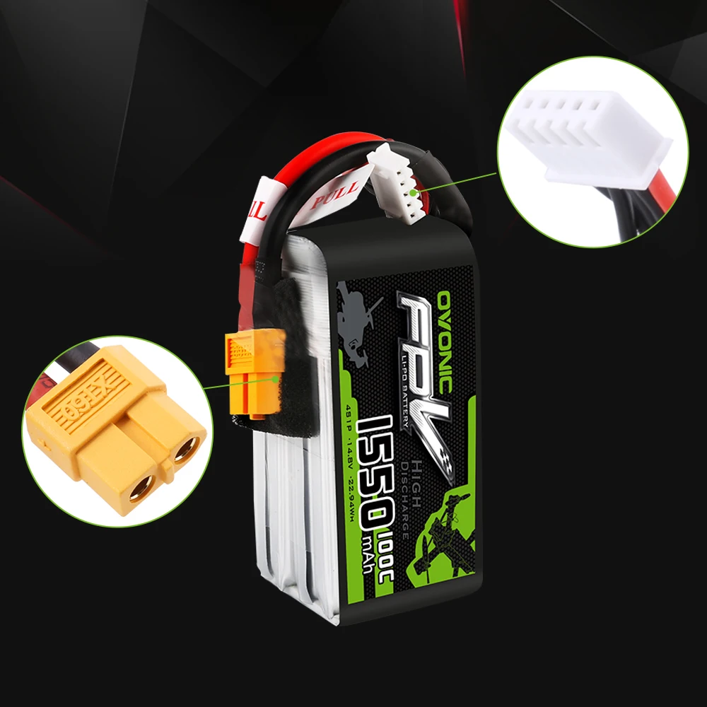 2 упаковки ovoic 1550mAh 4S 100C Max 200C 14,8 V Lipo батарея XT60 разъем FPV гоночный Дрон Квадрокоптер Дрон гонщик