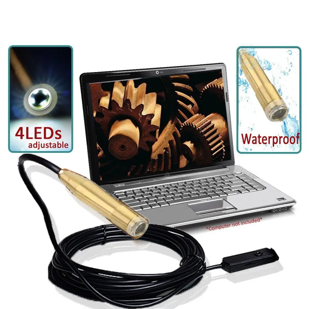 

USB Endoscope Camera Waterproof Snake Camera Inspection Endoscope 4 LED 5m USB Cable Endoscope Wired Camera CMOS Sensor