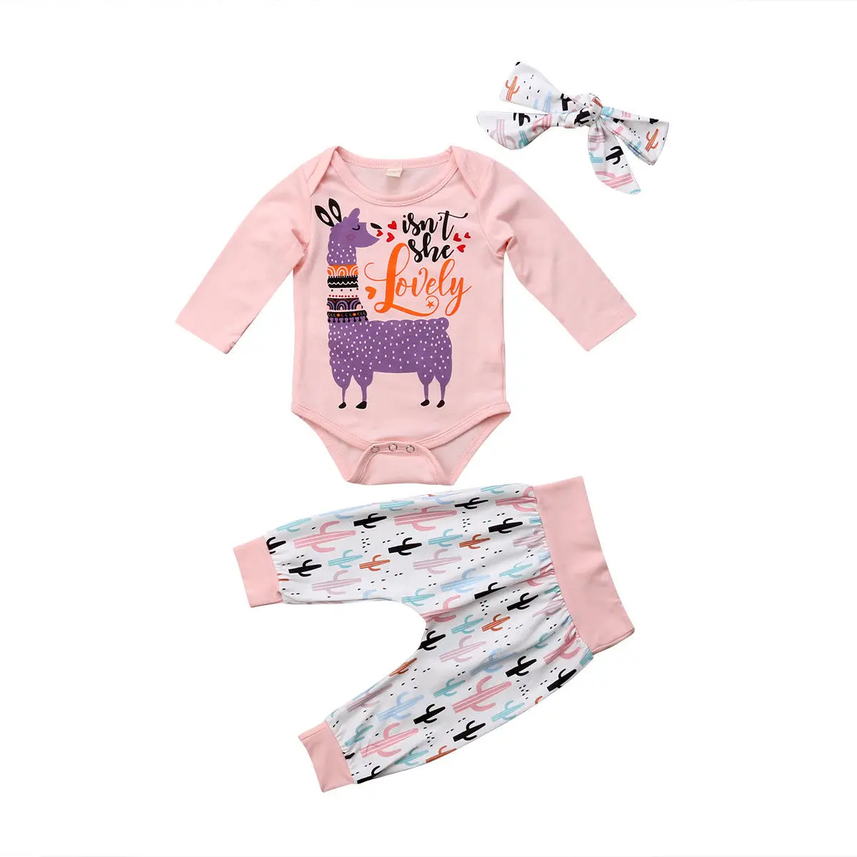 Newborn Baby Girls Cotton Clothes Autumn Romper+Floral Pants Long Outfit Set US
