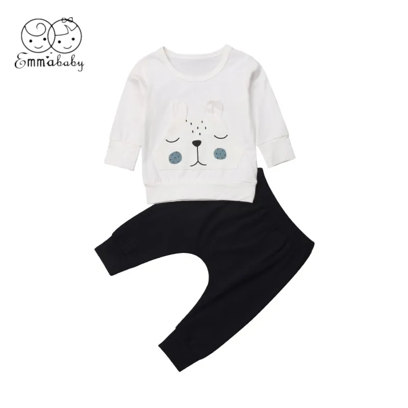 

2019 Brand New 0-18M Lovely Newborn Baby Boys Girls Clothes 3D Bear Warm Winter Tops T-shirt Pants Outfit Set