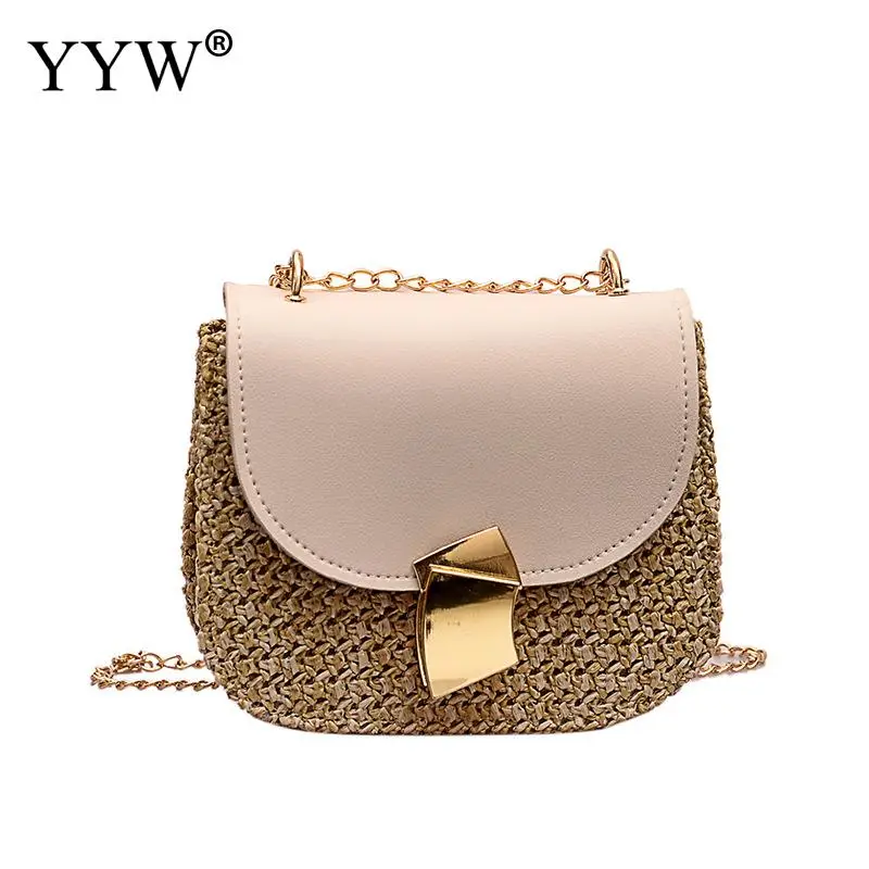 

White Mini Straw Purse Saddle Weave Crossbody Bag Women 2019 Summer Beach Clutch Crossbody Bag Fashion Designer Small Day Bag
