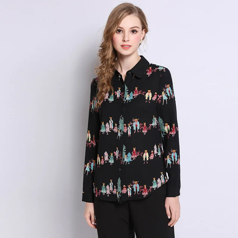 Cute Cartoon Print Shirts Women Long Sleeve Blouses Plus Size 4XL 5XL 2019 New Spring Ladies Tops Casual Clothing Chemise Femme |