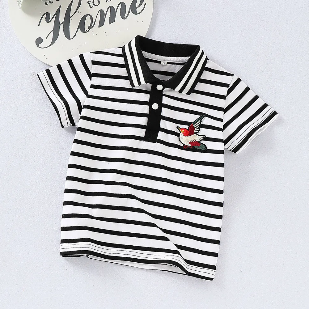 

Summer Lovely Baby Boys Short Sleeve T Shirt Kids Tops Striped Shirt Tops Fashion Summer Boy Striped Short Sleeve T-shirt